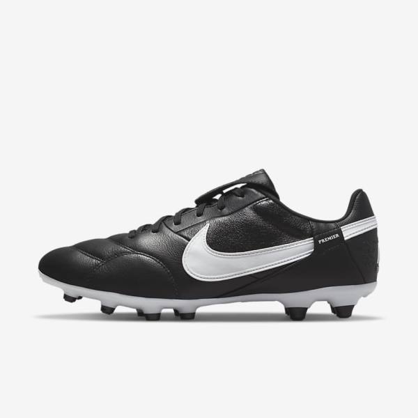 Black / White Men\'s Nike The Premier 3 FG Firm-Grounds Football Shoes | NK452NUL