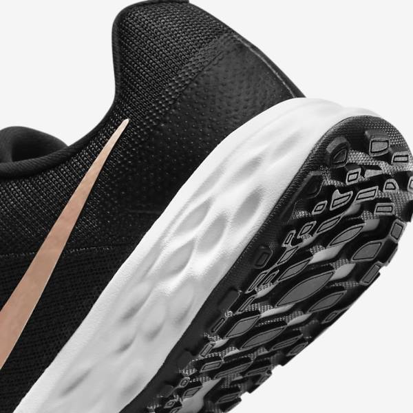 Black / White / Metal Copper Women's Nike Revolution 6 Next Nature Road Running Shoes | NK679JBS