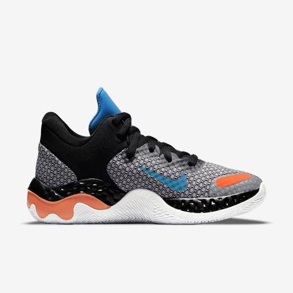 Black / White / Orange / Light Blue Men's Nike Renew Elevate 2 Basketball Shoes | NK970JKW