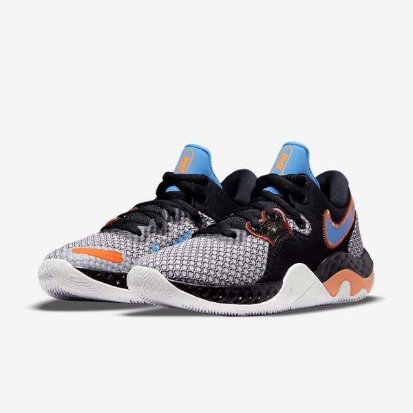 Black / White / Orange / Light Blue Men's Nike Renew Elevate 2 Basketball Shoes | NK970JKW