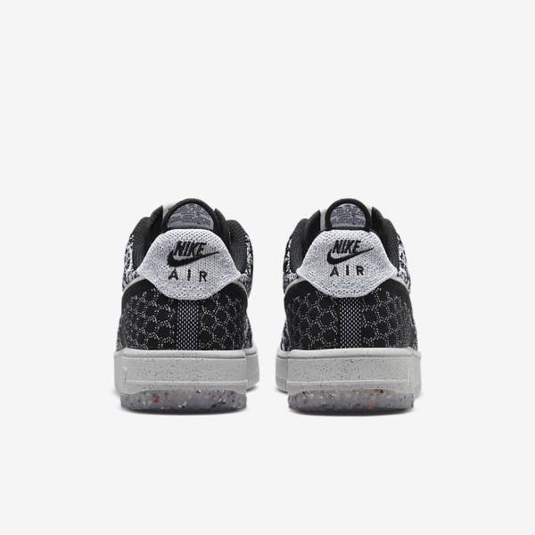 Black / White / Platinum / Black Men's Nike Air Force 1 Crater Flyknit Next Nature Sneakers | NK832RFM