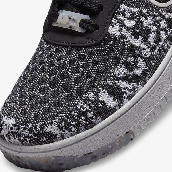 Black / White / Platinum / Black Men's Nike Air Force 1 Crater Flyknit Next Nature Sneakers | NK832RFM