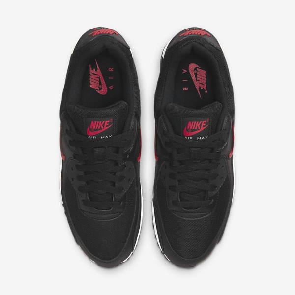 Black / White / Red Men's Nike Air Max 90 Sneakers | NK653PZB