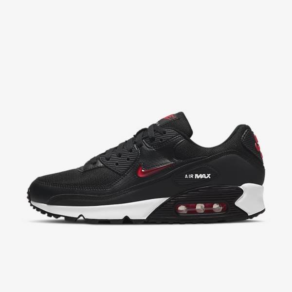 Black / White / Red Men\'s Nike Air Max 90 Sneakers | NK653PZB