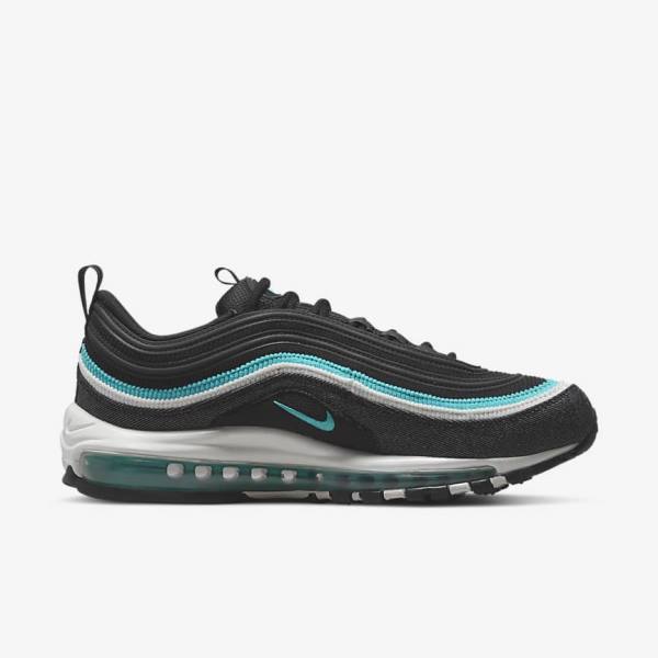 Black / White / Turquoise Men's Nike Air Max 97 SE Sneakers | NK645VSY