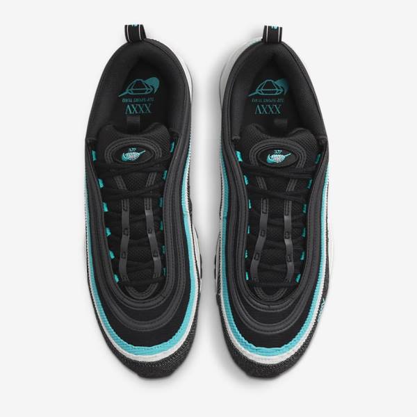 Black / White / Turquoise Men's Nike Air Max 97 SE Sneakers | NK645VSY