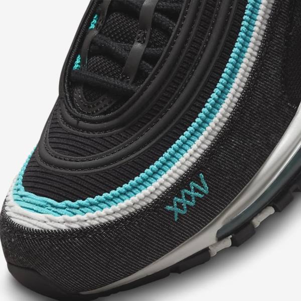 Black / White / Turquoise Men's Nike Air Max 97 SE Sneakers | NK645VSY