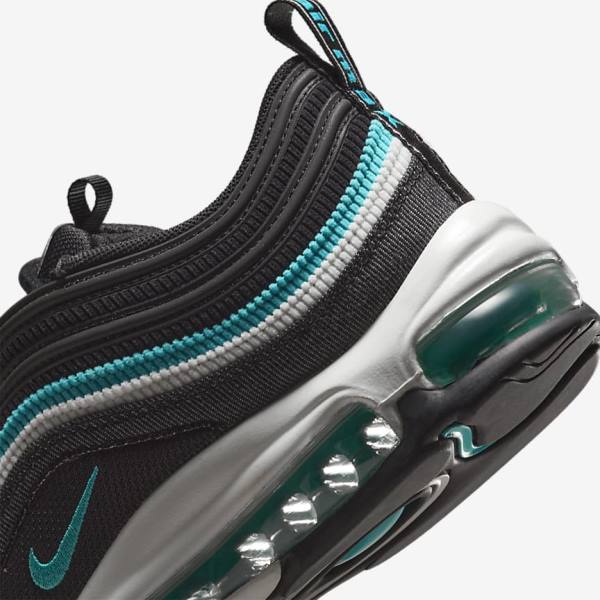 Black / White / Turquoise Men's Nike Air Max 97 SE Sneakers | NK645VSY