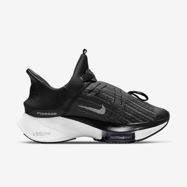 Black / White Women's Nike Air Zoom Tempo NEXT% FlyEase Easy On-Off Road Running Shoes | NK412GMT