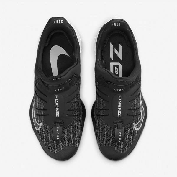 Black / White Women's Nike Air Zoom Tempo NEXT% FlyEase Easy On-Off Road Running Shoes | NK412GMT