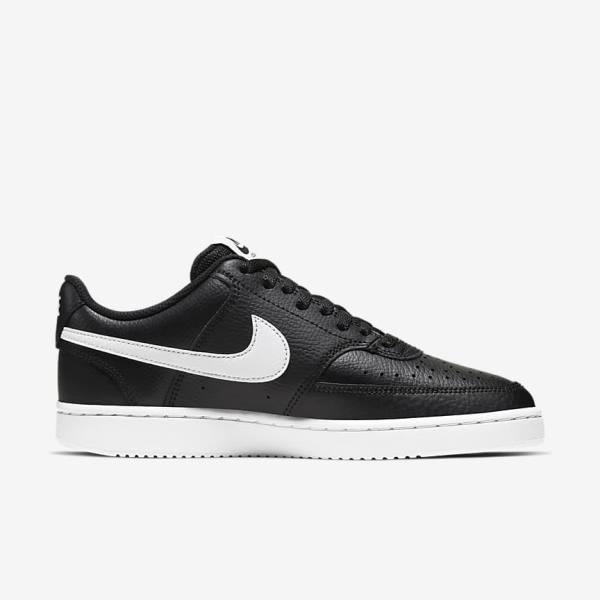 Black / White Women's Nike Court Vision Low Sneakers | NK395FON