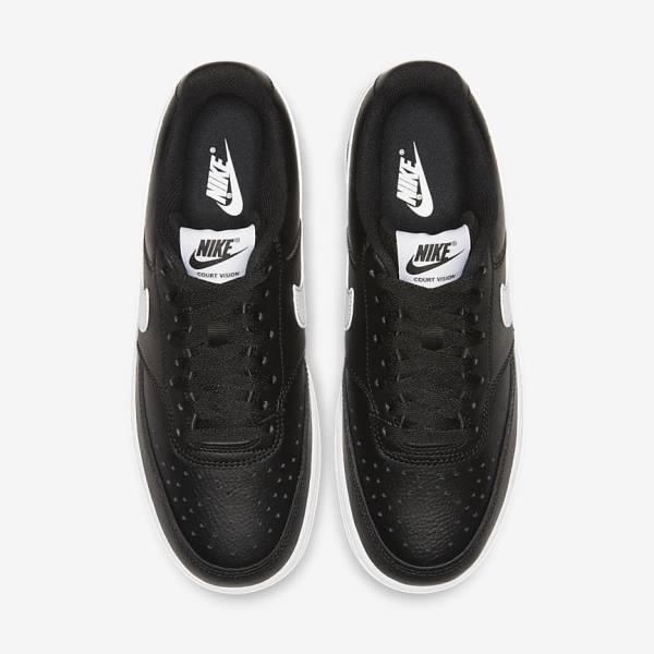 Black / White Women's Nike Court Vision Low Sneakers | NK395FON