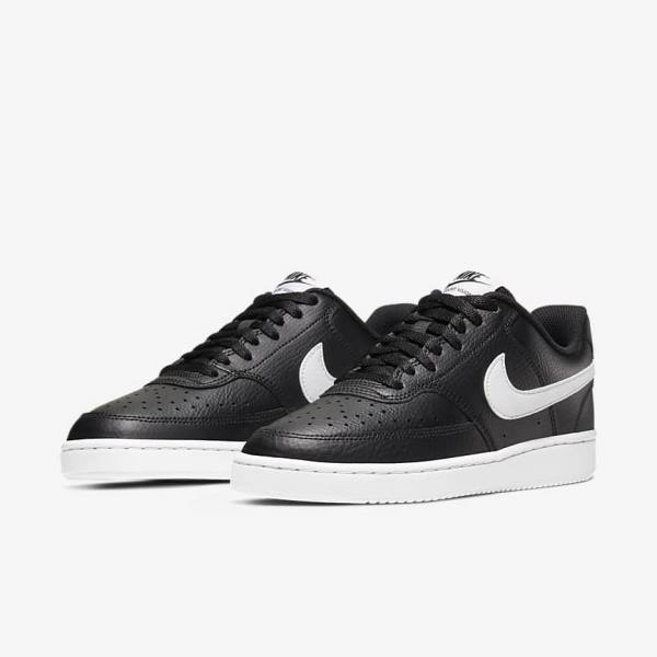 Black / White Women's Nike Court Vision Low Sneakers | NK395FON