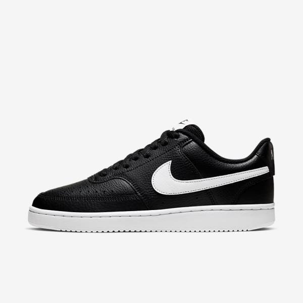 Black / White Women\'s Nike Court Vision Low Sneakers | NK395FON