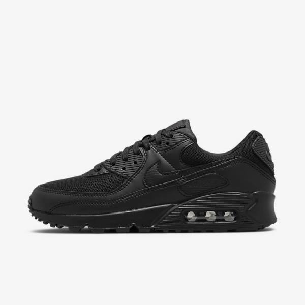 Black Women\'s Nike Air Max 90 Sneakers | NK251DGO