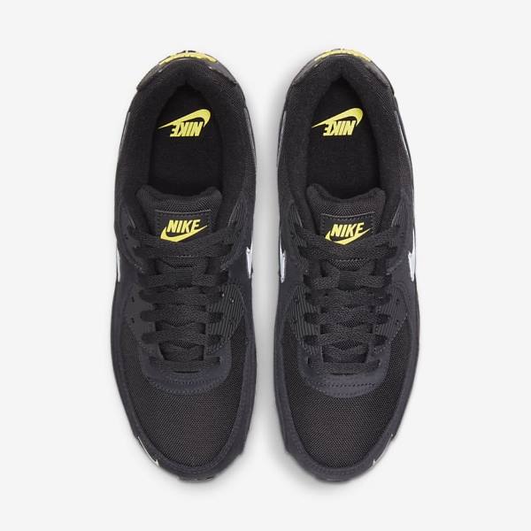 Black / Yellow / Metal Grey Men's Nike Air Max 90 Sneakers | NK174VYD