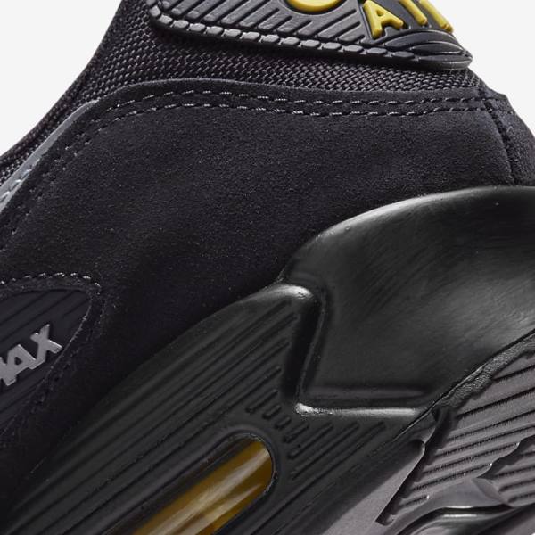 Black / Yellow / Metal Grey Men's Nike Air Max 90 Sneakers | NK174VYD