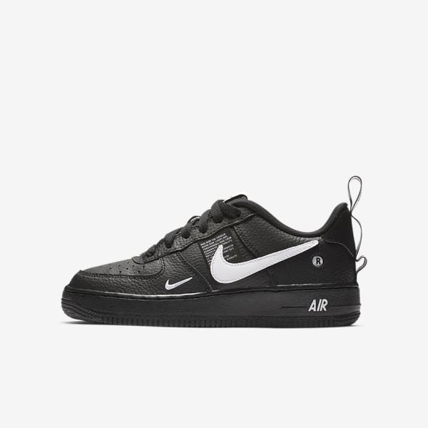 Black / Yellow / White Kids\' Nike Air Force 1 LV8 Utility Older Sneakers | NK678YDQ