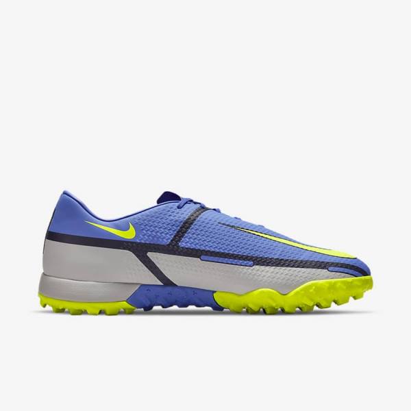 Blue / Grey Men's Nike Phantom GT2 Academy TF Turf Football Shoes | NK624YDO