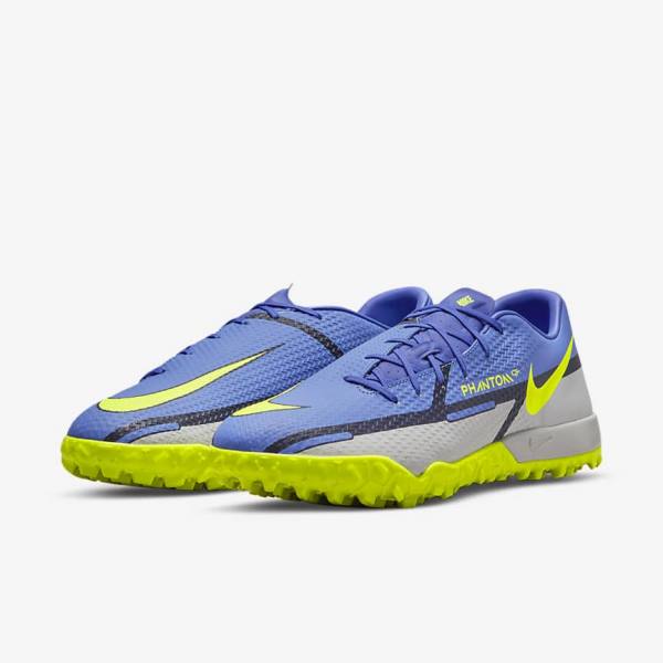 Blue / Grey Men's Nike Phantom GT2 Academy TF Turf Football Shoes | NK624YDO