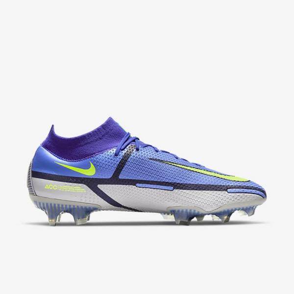 Blue / Grey Men's Nike Phantom GT2 Dynamic Fit Elite FG Firm-Ground Football Shoes | NK947CDM