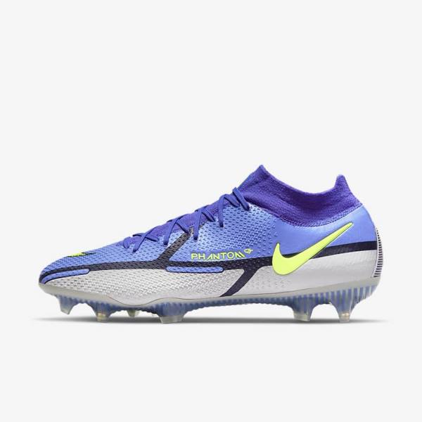 Blue / Grey Men\'s Nike Phantom GT2 Dynamic Fit Elite FG Firm-Ground Football Shoes | NK947CDM