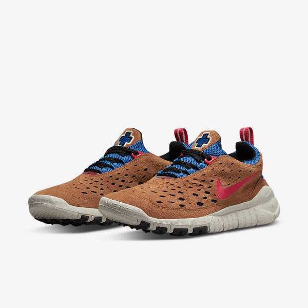 Blue / Light Cream / Red Men's Nike Free Run Trail Sneakers | NK471JTE