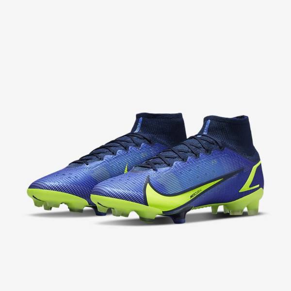 Blue Men's Nike Mercurial Superfly 8 Elite FG Firm-Grounds Football Shoes | NK390RAO