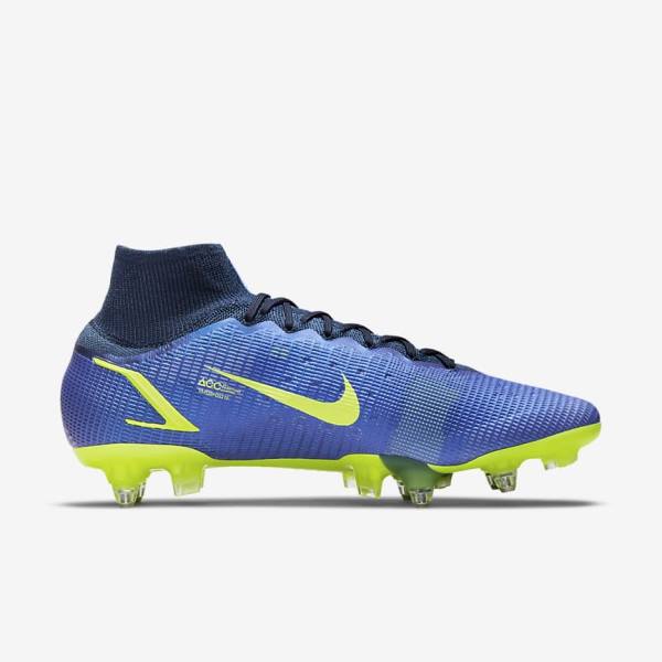 Blue Men's Nike Mercurial Superfly 8 Elite SG-Pro AC Soft-Ground Football Shoes | NK691LEX