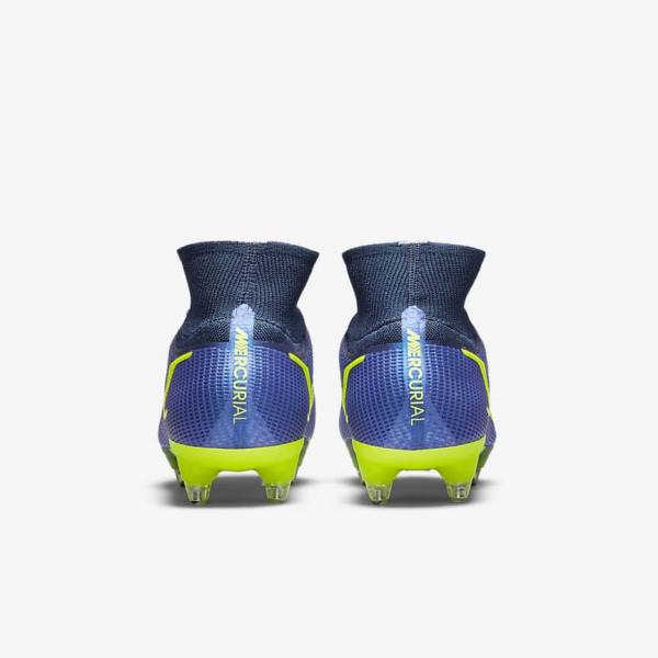 Blue Men's Nike Mercurial Superfly 8 Elite SG-Pro AC Soft-Ground Football Shoes | NK691LEX