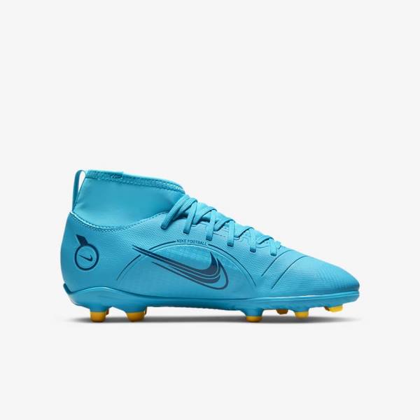 Blue / Orange Kids' Nike Jr. Mercurial Superfly 8 Club MG Older Multi-Ground Football Shoes | NK429ZAJ