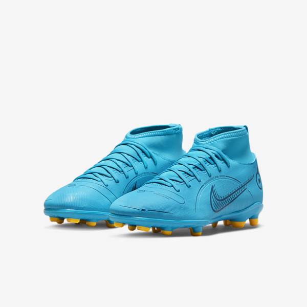 Blue / Orange Kids' Nike Jr. Mercurial Superfly 8 Club MG Older Multi-Ground Football Shoes | NK429ZAJ