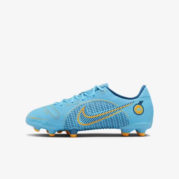 Blue / Orange Kids\' Nike Jr. Mercurial Vapor 14 Academy MG Older Multi-Ground Football Shoes | NK593WMH