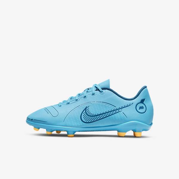 Blue / Orange Kids\' Nike Jr. Mercurial Vapor 14 Club MG Older Multi-Ground Football Shoes | NK760SWO