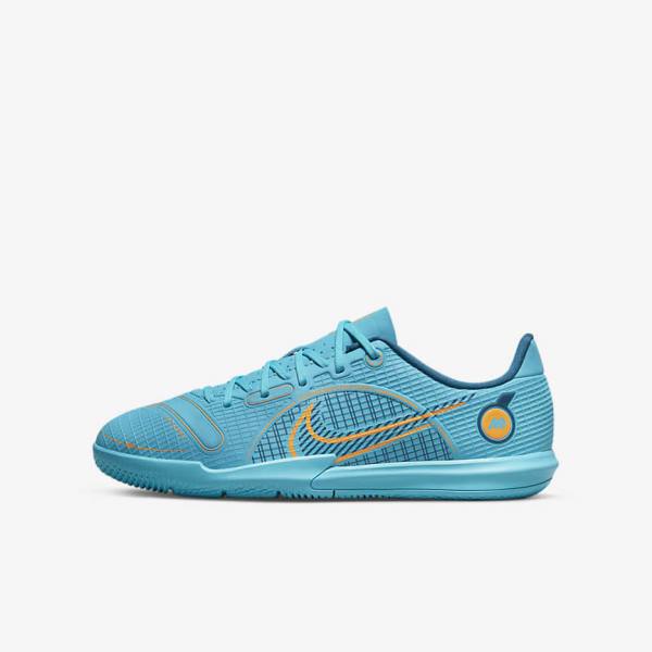 Blue / Orange Kids\' Nike Jr. Mercurial Vapor 14 Academy IC Older Indoor Court Football Shoes | NK876KCT