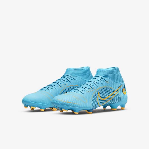 Blue / Orange Men's Nike Mercurial Superfly 8 Academy MG Multi-Grounds Football Shoes | NK093WDQ