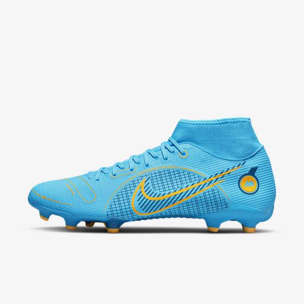 Blue / Orange Men\'s Nike Mercurial Superfly 8 Academy MG Multi-Grounds Football Shoes | NK093WDQ