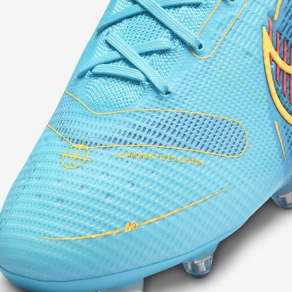 Blue / Orange Men's Nike Mercurial Superfly 8 Elite SG-PRO Anti-Clog Traction Soft-Ground Football Shoes | NK324ZHX