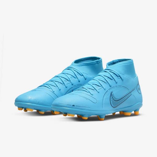 Blue / Orange Men's Nike Mercurial Superfly 8 Club MG Multi-Grounds Football Shoes | NK697WYV