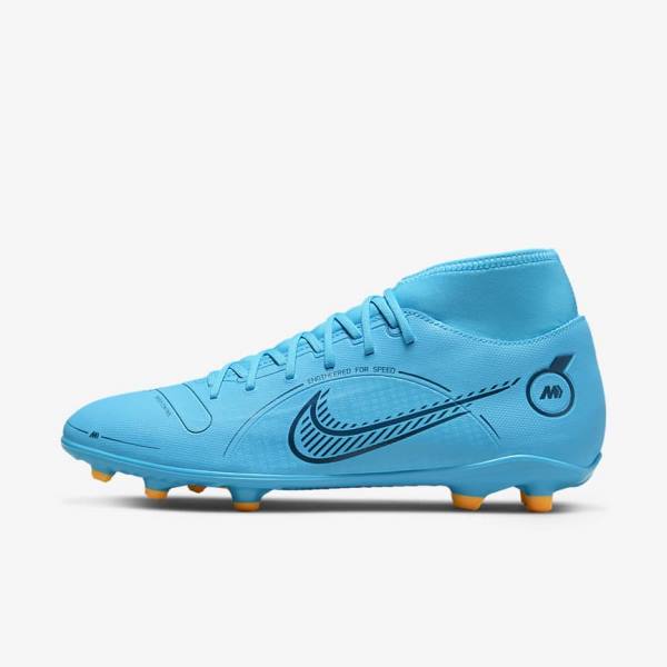 Blue / Orange Men\'s Nike Mercurial Superfly 8 Club MG Multi-Grounds Football Shoes | NK697WYV