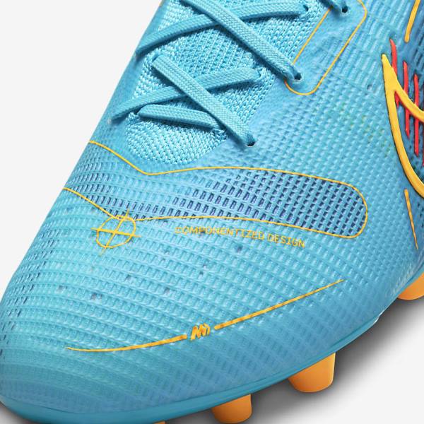 Blue / Orange Men's Nike Mercurial Superfly 8 Elite AG Artificial-Grasss Football Shoes | NK783XIM