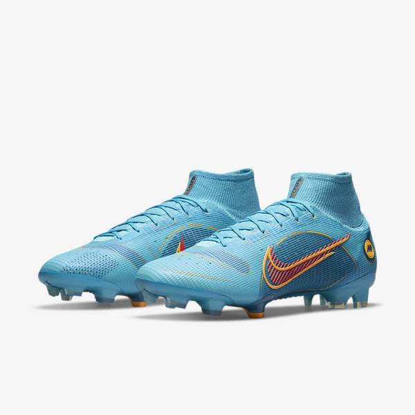 Blue / Orange Women's Nike Mercurial Superfly 8 Elite FG Firm-Grounds Football Shoes | NK271LCM