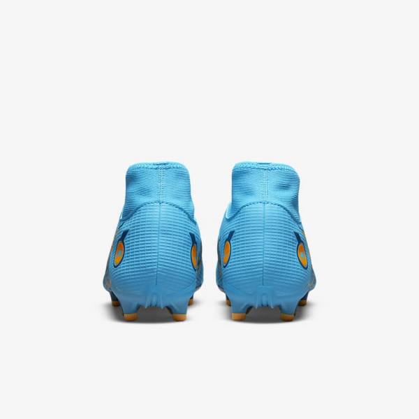 Blue / Orange Women's Nike Mercurial Superfly 8 Academy MG Multi-Grounds Football Shoes | NK324GHI