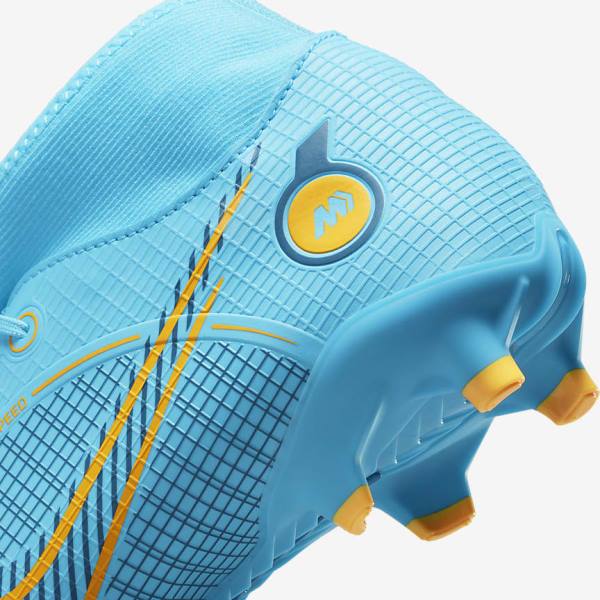 Blue / Orange Women's Nike Mercurial Superfly 8 Academy MG Multi-Grounds Football Shoes | NK324GHI