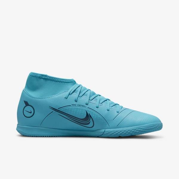 Blue / Orange Women's Nike Mercurial Superfly 8 Club IC Indoor Court Football Shoes | NK729OJV