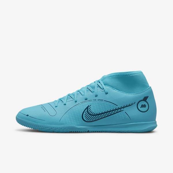 Blue / Orange Women\'s Nike Mercurial Superfly 8 Club IC Indoor Court Football Shoes | NK729OJV