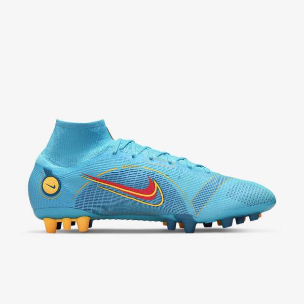 Blue / Orange Women's Nike Mercurial Superfly 8 Elite AG Artificial-Grasss Football Shoes | NK940BGE