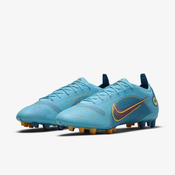 Blue / Orange Women's Nike Mercurial Vapor 14 Elite AG Artificial-Grounds Football Shoes | NK620OWB