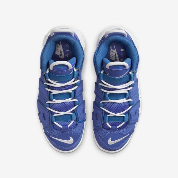 Blue / White Kids' Nike Air More Uptempo Older Sneakers | NK347JTR