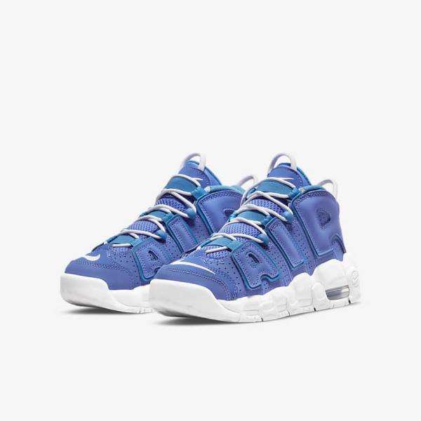 Blue / White Kids' Nike Air More Uptempo Older Sneakers | NK347JTR